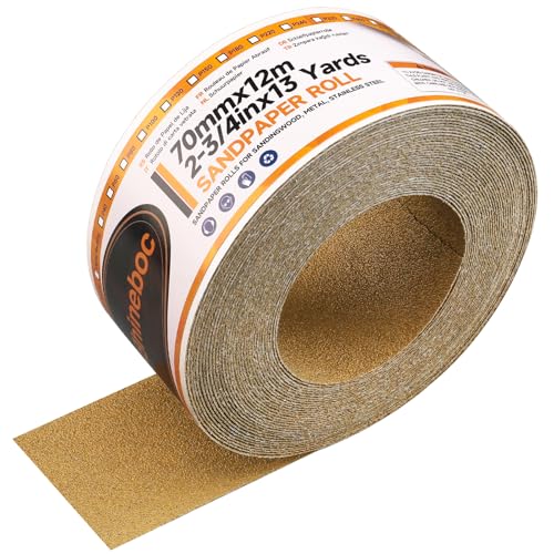 Shineboc Körnung 60 Selbstklebende Schleifpapier Rolle 70 mm x 12 m Schleifpapier Rolle für Auto und Holzbearbeitung von Shineboc