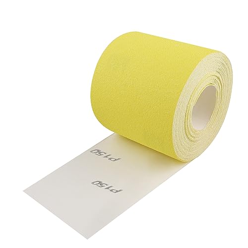 Shineboc Schleifpapier Rolle Gelbe, 93 mm x 10 m Schleifpapier Quarzsand-Trockenschleifpapier für Handschleifer zum Holz,Metall,Stahl,Edelstahl - 10m/Körnung 150 von Shineboc
