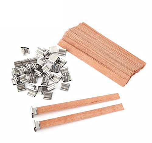 10/50 Sets Holz Kerzendochte mit Eisenständer Rauchfreier Docht Shinekoo für Kerzenherstellung Handwerk DIY Handgemachte Kerze 13 x 130 mm (10) von Shinekoo