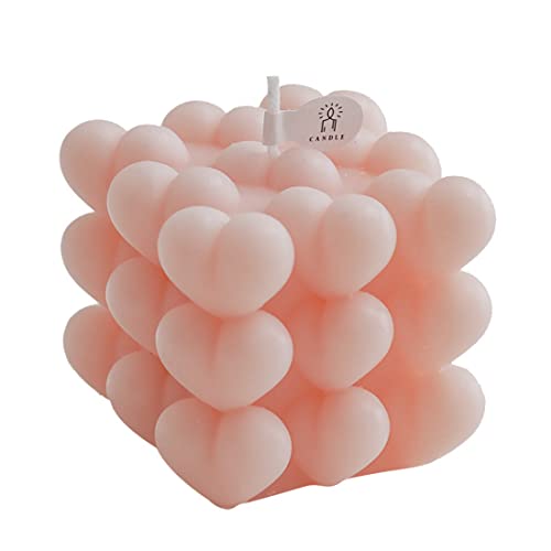 Duftende Bubble Cube Kerze, handgefertigte Soja-Würfel-Kerzen, dänische Pastell-Raumdekoration, ästhetischer Duft, Aromatherapie, niedliche geformte Dekorationen (Herzwürfel) von Shinekoo