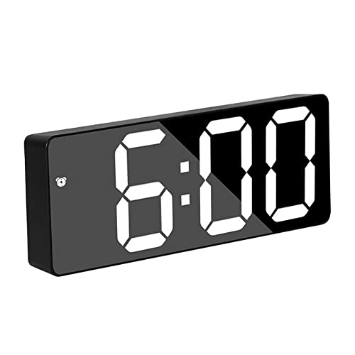 LED-Display Digitaler Spiegel-Wecker Mit Batterie-Stecker, Doppelzweckuhr, Schlummerfunktion, Nachtmodus - Geeignet Für Schlafzimmer, Büro, Weiß von Shinekoo