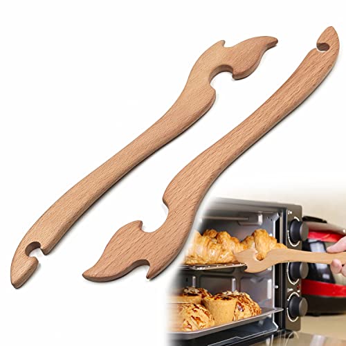 Shinelingee Ofenrost-Abzieher, Holz-Back-Werkzeug, verhindert Verbrühungen, ziehen Sie heiße Roste sicher heraus, Toaster-Ofen-Zubehör, geeignet für Küche, Ofen, Luftfritteuse usw (2) von Shinelingee