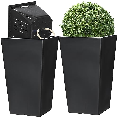 Shineloha 2er-Set hohe Pflanzgefäße für den Außenbereich + Körbe (selbstbewässernd) (50,8 cm H) | hohe Pflanzgefäße für den Innen- und Außenbereich, hohe Veranda-Pflanzgefäße | robuster Blumentopf, von Shineloha