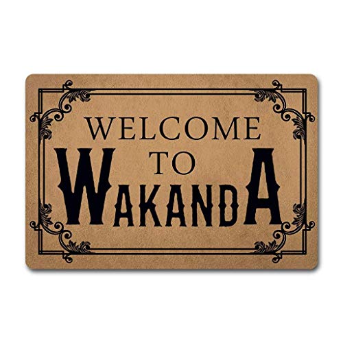 Shinewe Fußmatte Welcome to Wakanda Black Panther Rugs Monogram Fußmatten (59,9 x 39,9 cm) Vliesstoff Top mit Rutschfester Gummi-Rückseite von Shinewe