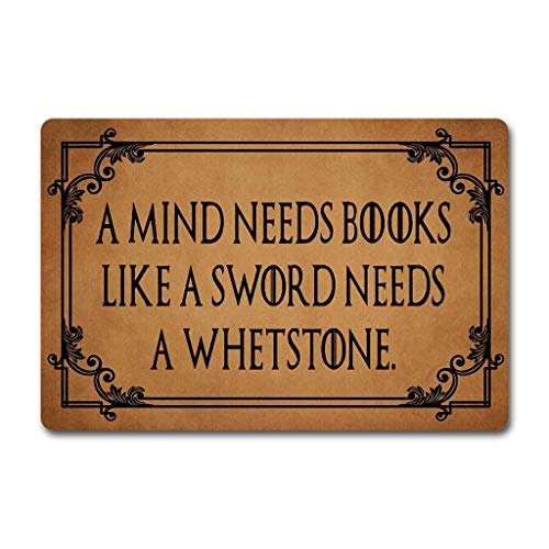 Shinewe Fußmatte für den Eingangsbereich, Motiv: "A Mind Needs Books Like A Sword Needs A Whetston", mit Zitaten von Game of Thrones, 60 x 40 cm von Shinewe