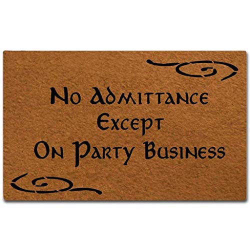 Shinewe Fußmatte mit Aufschrift "No Admittance Except On Party Business Indoor", dekorative Bodenmatte, rutschfeste Gummimatte, 45 x 75 cm von Shinewe