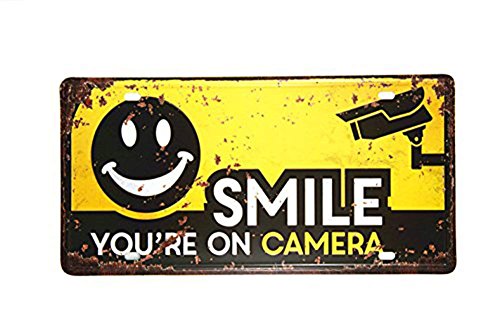 Shinewe Smile You 're on Kamera Vintage Blechschild Metall Poster Nummernschild Passform für Bar Pub Home Dekoration 15 x 30 cm von Shinewe