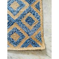 Teppiche - Denim Jute Teppich-55cmx80cm - Handgemachte Natürliche Teppich-Boho Teppich-Chindi Teppich-Umweltfreundliche Flur Teppich-Baumwolle von ShineyFeatherUK