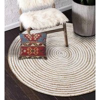 Teppiche - Weißer Jute-Bodenteppich-Weihnachtsgeschenke-Handgemachter Natürlicher von ShineyFeatherUK