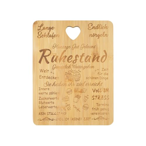 Renteneintritt Geschenk Frau, Schneidebrett Bambus 28 * 22 * 1cm Ruhestand Geschenk, Rentner Geschenk Mann, Renteneintritt Geschenk Männer, Ruhestand Geschenke für Männer, Kollege, Rentner, Frauen von ShinherYee