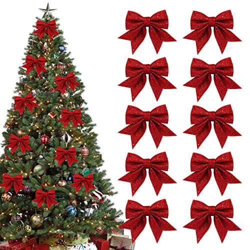 Shining She 10 Stück Rote Schleifen Weihnachten Glitzer Weihnachtsbaum Schleifen Weihnachtsbaumschmuck für Familienfeiern Party Dekoration für Weihnachten Urlaub Hochzeit Feierlichkeiten Shining She 10 Stück Rote Schleifen Weihnachten Glitzer Weihnachtsbaum Schleifen Weihnachtsbaumschmuck für Familienfeiern Party Dekoration für Weihnachten Urlaub Hochzeit Feierlichkeiten von Shining She