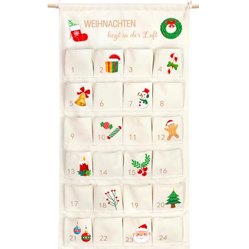 Shining She 2025 Adventskalender zum Befüllen Stoff,100 x 50 cm Weihnachtskalender zum Befüllen Wiederverwendbar mit 24 Taschen,Adventskalender zum Aufhängen Hängend zum Wand Tür Weihnachten Deko Shining She 2025 Adventskalender zum Befüllen Stoff,100 x 50 cm Weihnachtskalender zum Befüllen Wiederverwendbar mit 24 Taschen,Adventskalender zum Aufhängen Hängend zum Wand Tür Weihnachten Deko von Shining She