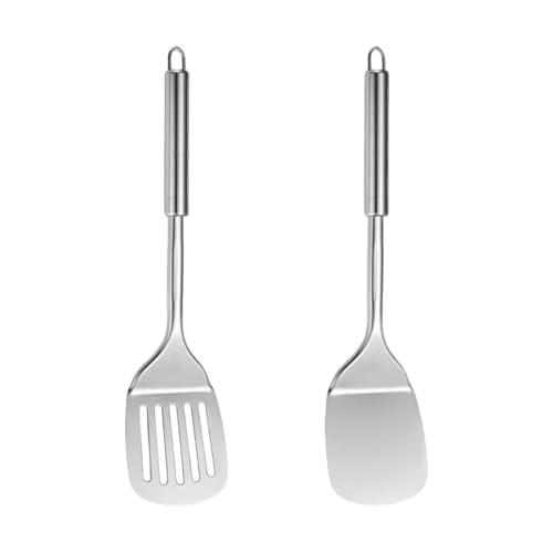 2-teiliges Pfannenwender-Set aus Edelstahl – ShiningUU Silber Schlitzwender & massiver Pfannenwender, Metallspatel für Fischschneider, Eier, Pfannkuchen, hitzebeständig, spülmaschinenfest, leicht zu 2-teiliges Pfannenwender-Set aus Edelstahl – ShiningUU Silber Schlitzwender & massiver Pfannenwender, Metallspatel für Fischschneider, Eier, Pfannkuchen, hitzebeständig, spülmaschinenfest, leicht zu von ShiningUU