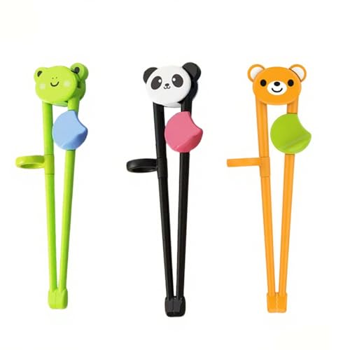 Essstäbchen für Kinder, ShiningUU 3 Paar Trainings-Essstäbchen für Kinder | Wiederverwendbare Trainings-Essstäbchen für Kleinkinder & Anfänger | Links-/Rechtshänder | Grün/Braun/Schwarz ​ von ShiningUU