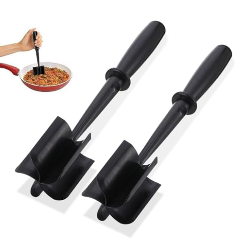 ShiningUU Fleischstampfer – 2 Stück manueller Fleischzerkleinerer für Hackfleisch/Huhn/geschreddertes Fleisch, hitzebeständiges Stampfer, Burger-Hackstampfer, Kartoffelstampfer für Hackfleisch, Gemüse von ShiningUU