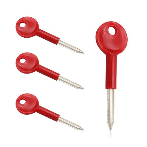 ShiningUU Universal-Schraubenschlüssel aus Messing, 4-teilig, 80 mm, Ersatzsternschlüssel für Feuerschutztüren und Fenster, Sicherheitsriegelschlüssel, 30 mm Schlüssellänge (rot) ​ von ShiningUU