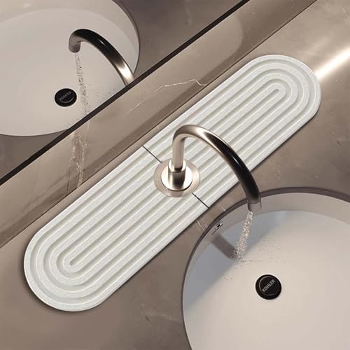 ShiningUU Wasserhahnmatte für Küchenspüle – 45 cm Kieselstein-Trockenmatte Küche, super saugfähige Wasserhahnmatte, Spritzschutz für Küchenspüle, verhindert Feuchtigkeitsansammlung, Trockensteinmatte von ShiningUU