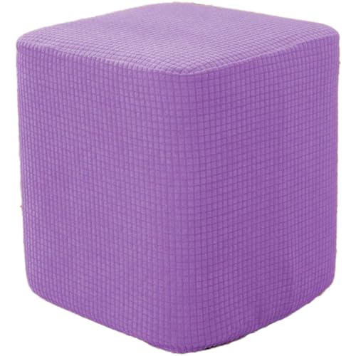 Shiningirl Kleiner quadratischer/runder Ottomanen-Aufbewahrungs-Pouffe-Hocker-Bezug, Schonbezug, kleine Fußhocker-Schutzbezüge mit elastischer Unterseite, Hockerbezüge von Shiningirl