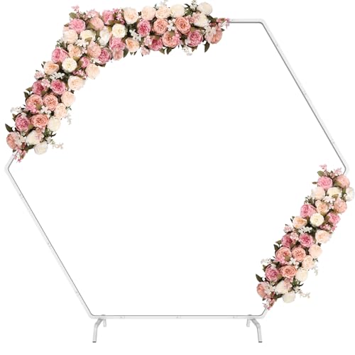 Shinoske 2.2Mx1.9M Metall Hochzeitsbogen Hexagon, 7.2x6.2Ft Ballonbogen Metall Luftballon Bogen Kit Garten Blumenbogen Rahmen Hintergrundständer für Geburtstagsfeier Hochzeit Gartendekoration - Weiß Shinoske 2.2Mx1.9M Metall Hochzeitsbogen Hexagon, 7.2x6.2Ft Ballonbogen Metall Luftballon Bogen Kit Garten Blumenbogen Rahmen Hintergrundständer für Geburtstagsfeier Hochzeit Gartendekoration - Weiß von Shinoske