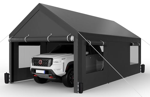 Shintenchi Carport 3 m x 50 m robuste tragbare Garage, Autoport-Überdachung mit seitlicher Öffnung, Abnehmbarer Tür und aufrollbaren Fenstern, Autoüberdachung für LKW, Boot, Motorrad, Grau Shintenchi Carport 3 m x 50 m robuste tragbare Garage, Autoport-Überdachung mit seitlicher Öffnung, Abnehmbarer Tür und aufrollbaren Fenstern, Autoüberdachung für LKW, Boot, Motorrad, Grau von Shintenchi