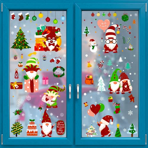 Fensterbilder Weihnachten, 150 Stück 9 Blätter PVC Fensteraufkleber Fensterdeko für Kinderzimmer Glas Türen Schaufenster Vitrinen Deko von Shintop