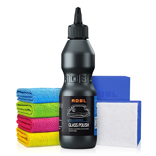 Glaspolitur Set: ADBL Glass Polish + Applikator + Mikrofasertücher - Beseitigung von Kratzern auf Glasoberflächen - Kristallklare Scheiben - Exzenter oder Rotation - Glas polieren, Politur | 6-teilig von Shiny Freaks