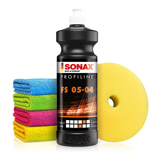 Autopolitur Set: Sonax Profiline FS 05-04 Medium Cut Politur (1L) - Politur zur Entfernung von Staubeinschlüssen, Farbnebel & Schleifspuren - Auto polieren, Feinschleifpolitur | 6-teilig von Shiny Freaks