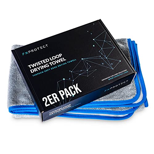 FX Protect Twisted Loop Drying Towel 550GSM 74×90 (2 STK.) | EIN perfektes Trockentuch für streifenfreie Ergebnisse | Mikrofasertuch, Reinigungstuch von Shiny Freaks