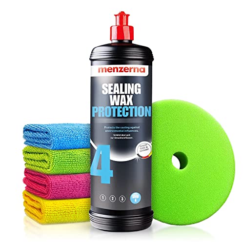 Autopolitur Set: Menzerna Sealing Wax Protection Versiegelung (1L) - Schützt den Lack lang & effektiv vor Umwelteinflüssen - Auto polieren, Politur, Glanz, Wachs, Coat, Ezenter, Rotation | 6-teilig von Shiny Freaks