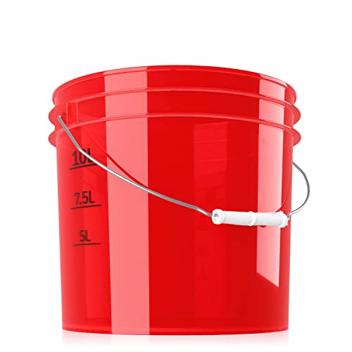 chemicalworkz Performance Bucket Wascheimer 3,5GAL/13L für die schonende Auto Handwäsche (Clear red) + kompatibel mit Detail Guardz - Dirt Lock & Scrub Wall, Dirt Trap Schmutzsieb, Gamma Lids von Shiny Freaks