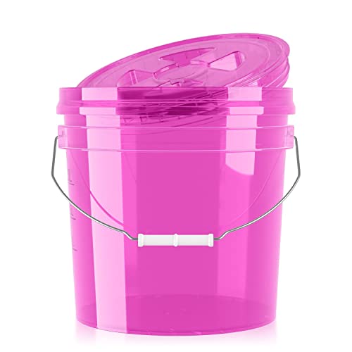 Shiny Freaks Performance Bucket Wascheimer für Auto Handwäsche inkl. Deckel (Clear Pink) | 3,5GAL/13L + kompatibel mit Detail Guardz Dirt Lock & Scrub Wall, Dirt Trap Schmutzsieb & Gamma Lid von Shiny Freaks