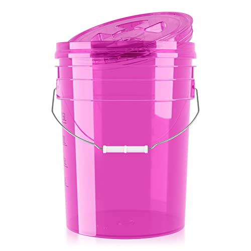 Shiny Freaks Performance Bucket Wascheimer für Auto Handwäsche inkl. Deckel (Clear Pink) | 5GAL/19L + kompatibel mit Detail Guardz Dirt Lock & Scrub Wall, Dirt Trap Schmutzsieb & Gamma Lid von Shiny Freaks