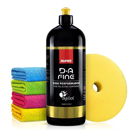 Rupes D-A Fine Feinschleifpolitur (1L) Autopolitur Set - Fine Polish Polierpaste - Entfernt Hologramme, Swirls & feine Kratzer - Exzenter oder Rotation - Auto polieren, Feinschleifpaste | 6-teilig von Shiny Freaks