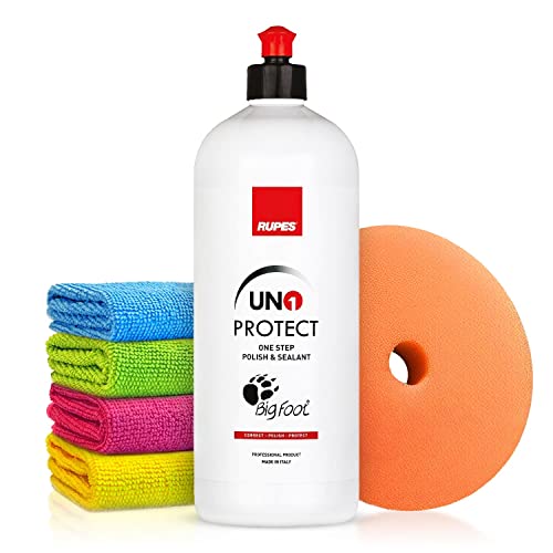 Rupes Uno Protect One-Step Politur (1L) Autopolitur Set - Hochglanz-Finish mit Versiegelungsanteil an Carnauba Wachs - Für Exzenter oder Rotation - Hochglanzpoitur, Glanzpolitur | 6-teilig von Shiny Freaks