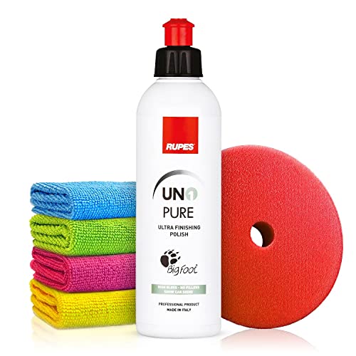Rupes Uno Pure Hochglanzpolitur (250ml) Autopolitur Set - Ultra Finishing Polish - Glanzverstärker - Für Exzenter oder Rotation Poliermaschinen - Auto polieren, Glanzpolitur, Polierpaste | 6-teilig von Shiny Freaks