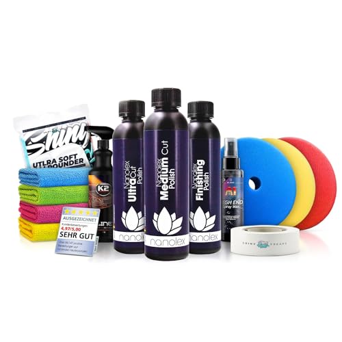 Politurset: Nanolex Politur Set + Royal Pads Premium Polierpads + Dr. Wack Lackversiegelung + Zubehör - Auto Politur | 13-teilig Politurset: Nanolex Politur Set + Royal Pads Premium Polierpads + Dr. Wack Lackversiegelung + Zubehör - Auto Politur | 13-teilig von Shiny Freaks