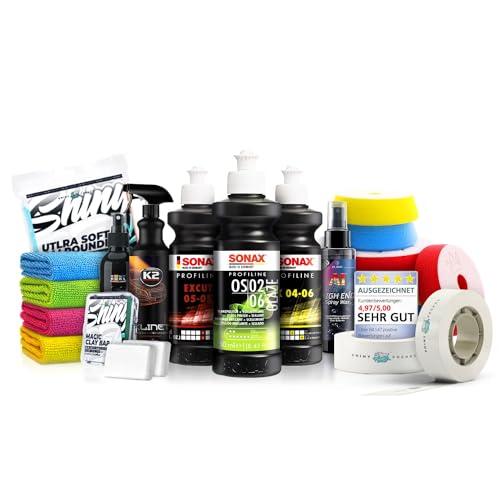 Politurset: Sonax Politur Set + Royal Pads Premium Polierpads + Dr. Wack Lackversiegelung + Zubehör - Auto Politur | 19-teilig Politurset: Sonax Politur Set + Royal Pads Premium Polierpads + Dr. Wack Lackversiegelung + Zubehör - Auto Politur | 19-teilig von Shiny Freaks