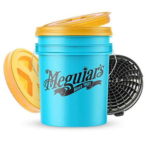 Wascheimerset: Meguiar's Hybrid Ceramic Wascheimer blau + The Detail Guardz Dirt Lock Schmutzsieb (schwarz) + MaxShine Cross Bucket Wascheimerdeckel Deckel (Gold) von Shiny Freaks