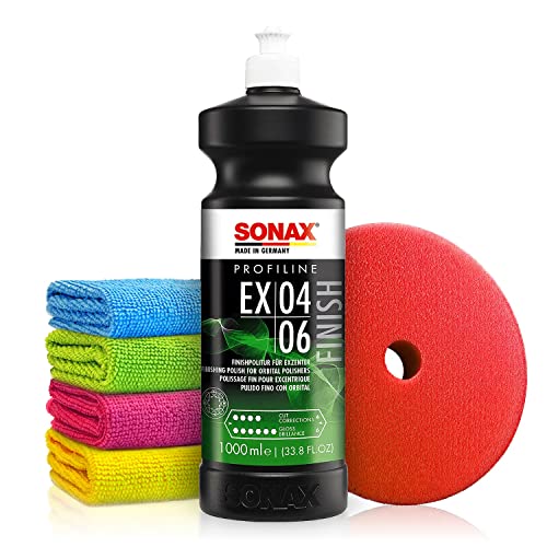 Autopolitur Set: Sonax Profiline Ex 04-06 Schleifpolitur (1L) - Bringt optimale Kratzerentfernung, beeindruckenden Tiefenglanz & nie dagewesene Farbauffrischung - Auto polieren, Heavy Cut | 6-teilig von Shiny Freaks