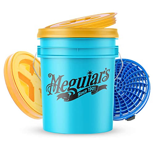 Wascheimerset: Meguiar's Hybrid Ceramic Wascheimer blau + The Detail Guardz Dirt Lock Schmutzsieb (blau) + MaxShine Cross Bucket Wascheimerdeckel (Gold) von Shiny Freaks