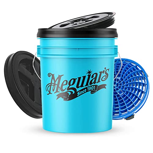 Wascheimerset: Meguiar's Hybrid Ceramic Wascheimer blau + The Detail Guardz Dirt Lock Schmutzsieb (blau) + MaxShine Cross Bucket Wascheimerdeckel Deckel (schwarz) von Shiny Freaks