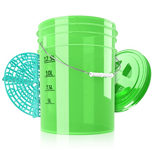 chemicalworkz Performance Bucket Auto Wascheimer 5GAL/19L (Clear Green) mit Deckel & Schmutzsieb + kompatibel The Detail Guardz - Dirt Lock & Scrub Wall, Dirt Trap Schmutzfalle, Gamma Lid von Shiny Freaks