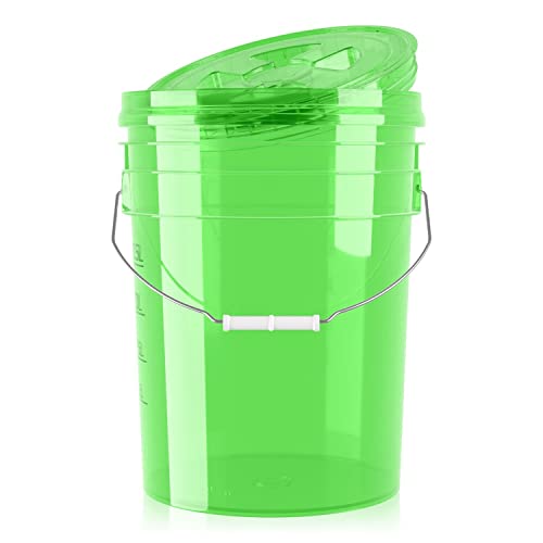 chemicalworkz Performance Bucket Wascheimer für die Auto Handwäsche inkl. Deckel (Clear Green) | 5GAL/19L + kompatibel mit Detail Guardz Dirt Lock & Scrub Wall, Dirt Trap Schmutzsieb & Gamma Lid von Shiny Freaks