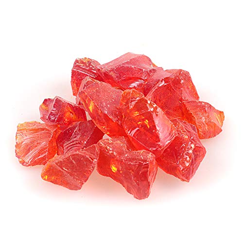 Reflektierender Feuerglas-Kies, mit hohem Glanz, Feuersteine, Feuerglassteine, Steine, Chips für Feuerstelle, Aquarium, Garten, 1–2 cm, 540 g (orange-rot) von Shiny Stone