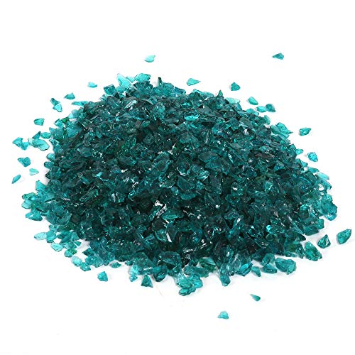 Shiny Stone Reflektierender Feuerglas-Kies, mit hohem Glanz, Feuersteine, Feuerglas-Kieselsteine, Perlen für Feuerstelle, Aquarium, Garten, 3–6 mm, 305 g (türkis) von Shiny Stone