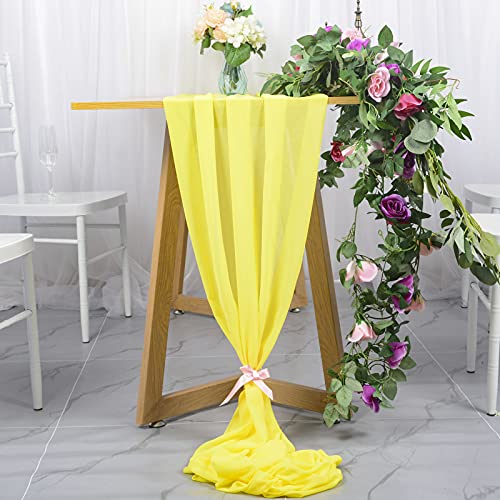 Chiffon-Tischläufer, gelb, 73,5 x 308,5 cm, Tischläufer, Outdoor, Hochzeit, Party, Dekoration, romantischer Hochzeitstischläufer, Voile, durchsichtiger Tischläufer, Brautparty-Dekorationen von ShinyBeauty