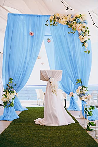 ShinyBeauty Chiffon-Vorhänge, 2 Paneele, 73,5 x 308,5 cm, Babyblau, Voile, für Geburtstag, Chiffon-Hintergrund, Fotohintergrund für Hochzeitszeremonie von ShinyBeauty