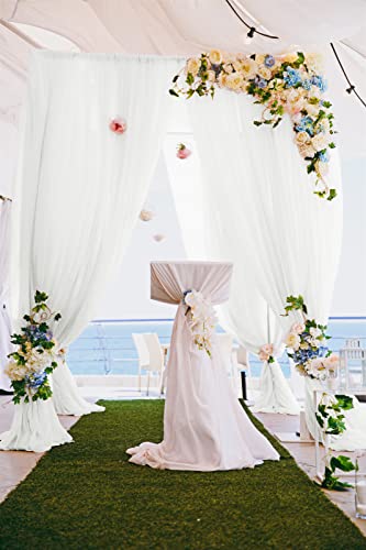 ShinyBeauty Chiffon-Vorhänge, 2 Paneele, 73,5 x 300 cm, Weiß, Voile, durchsichtig, für Geburtstag, Chiffon-Hintergrund, für Hochzeitszeremonie von ShinyBeauty