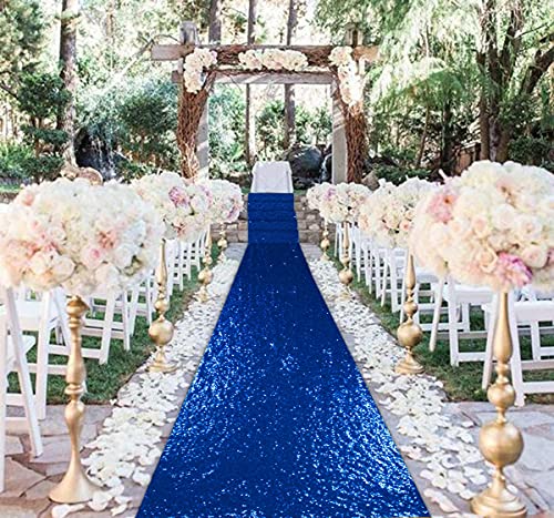 Königsblau Hochzeit Gang Läufer 2FTx15FT Pailletten Gang Läufer Great Gatsby Party Dekorationen Flur Teppich Läufer Hochzeit Läufer Gang Outdoor Strand Dekor Glitter Gang Läufer (2FTx15FT, Königsblau) von ShinyBeauty