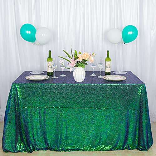 Pailletten Tischdecke Peacock Green 50x80-Zoll-Tischdecke Overlay für Hochzeit im Freien Rechteckige Tischdecke Sparkly Drape Tischdecke Tischdecken für Partys (50x80-Zoll, Peacock Green) von ShinyBeauty